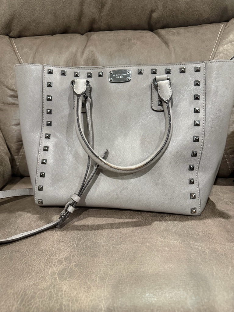 Rare Mk Michael Kors Studded Tote Gray Crossbody Strap Included